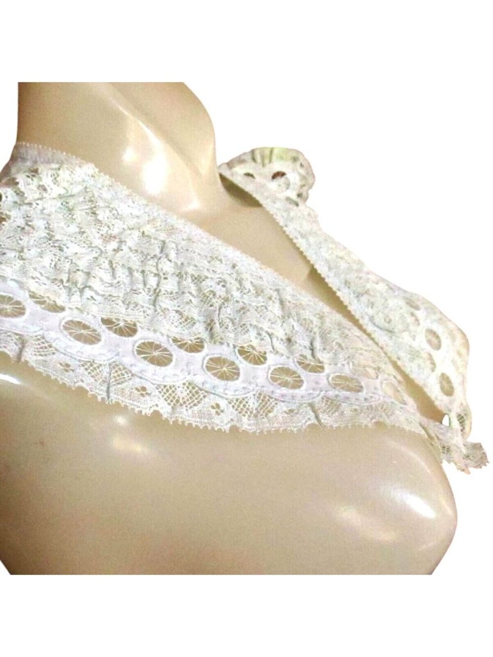 Victorian Collar Antique Vintage Lace Detachable Circular Floral Pattern NOS